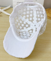 Modern White Lace Patchwork Embroidered Floral Hollow Out Baseball Cap Hat