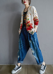 Modern White Oversized Tie Dye Knit Cardigan Winter