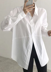 Modern White Peter Pan Collar Button Top Spring