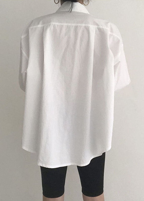 Modern White Peter Pan Collar Button Top Spring