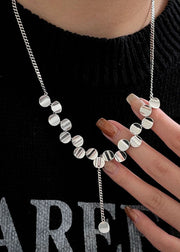 Modern White Sterling Silver Sequins Pendant Necklace