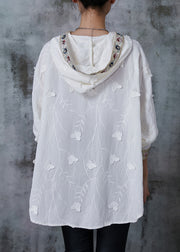 Modern White Tasseled Butterfly Hooded Shirt Tops Summer
