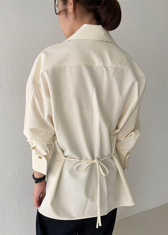 Modern White Zip Up Side Open Blouses Spring