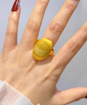 Modern Yellow 14K Gold Pigeo Egg Shaped Rings