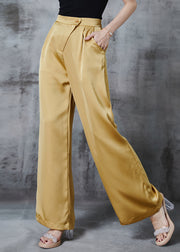 Modern Yellow Draping Silk Straight Pants Spring