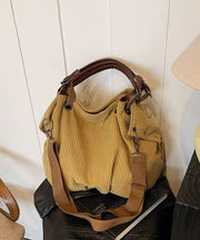 Modern Yellow Large Capacity Corduroy Satchel Handbag