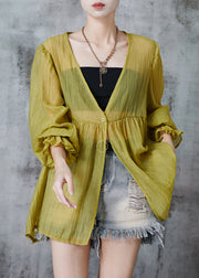 Modern Yellow Oversized Chiffon UPF 50+ Coat Summer