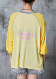 Modern Yellow Oversized Floral Cotton Blouse Top Summer