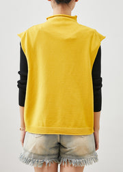 Modern Yellow Turtle Neck Knit Vest Top Spring