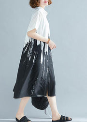 Modern lapel Cotton clothes For Women Work Outfits white Dress - SooLinen