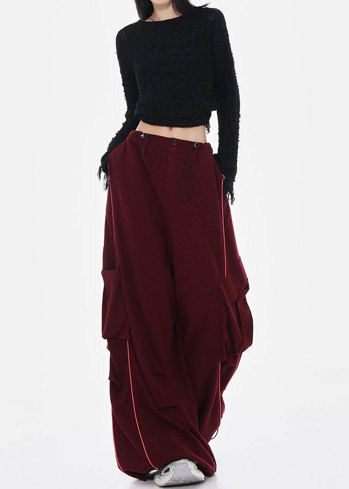 Mulberry Cotton Wide Leg Pants Oversized Pockets Spring