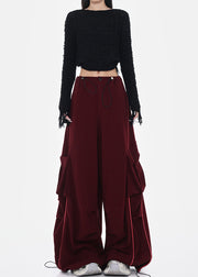 Mulberry Cotton Wide Leg Pants Oversized Pockets Spring