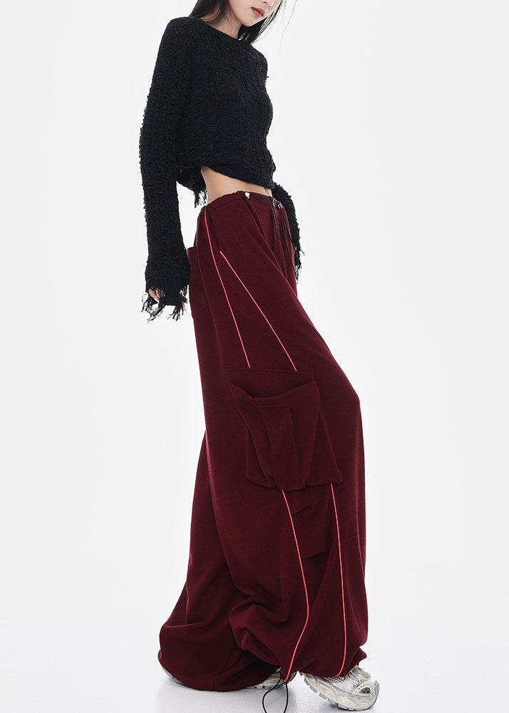 Mulberry Cotton Wide Leg Pants Oversized Pockets Spring