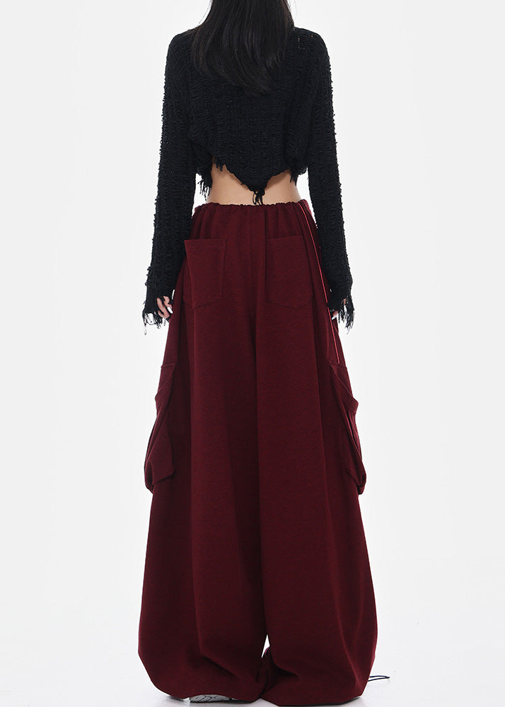 Mulberry Cotton Wide Leg Pants Oversized Pockets Spring