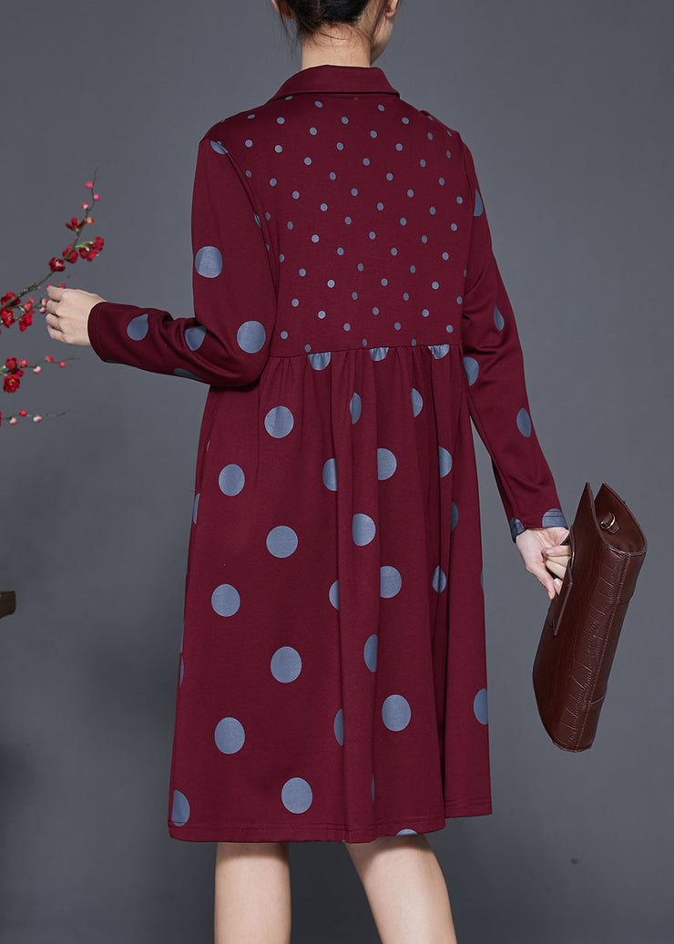 Mulberry Dot Print Cotton Maxi Dress Peter Pan Collar Spring