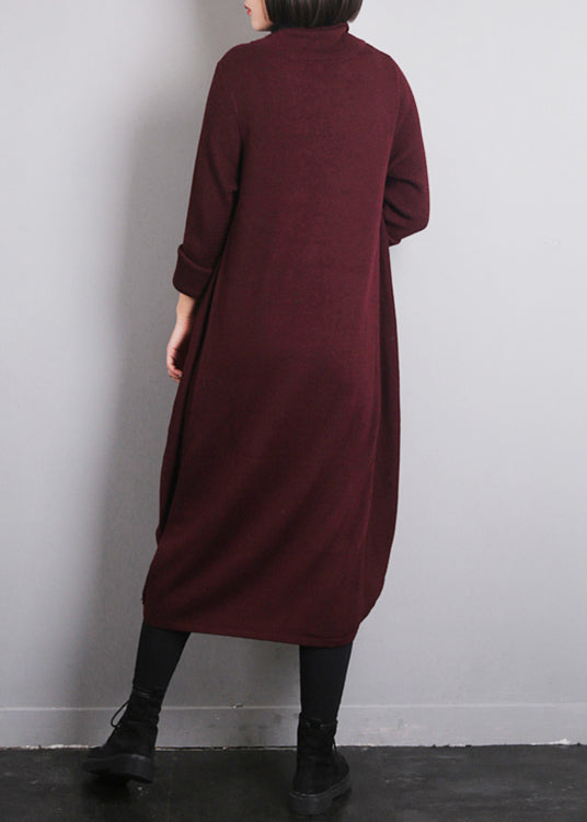 Mulberry O-Neck Knit Cotton Thread Sweater Dress Fall