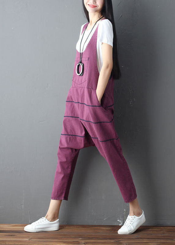 Mulberry Patchwork Cotton Denim Jumpsuits Oversized Spring