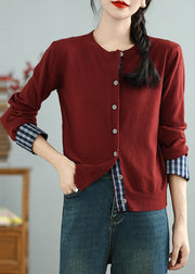 Mulberry Patchwork Knit Fake Two Piece Cardigans Spring