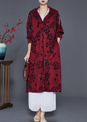 Mulberry Print Spandex Trench Coats Oversized Spring