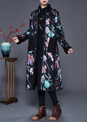 Multicolor Print Fleece Wool Lined Coats Stand Collar Winter