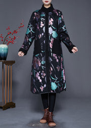 Multicolor Print Fleece Wool Lined Coats Stand Collar Winter