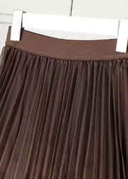 Natural Black Coffee Gradient Dot Print Tulle Pleated Skirt Spring