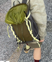 Natural Blackish Green Drawstring Patchwork Outdoors Backpack Bag