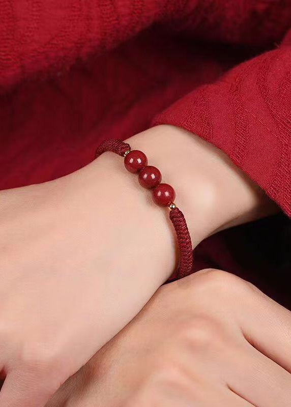 Natural Cinnabar Lucky Woven Bracelet