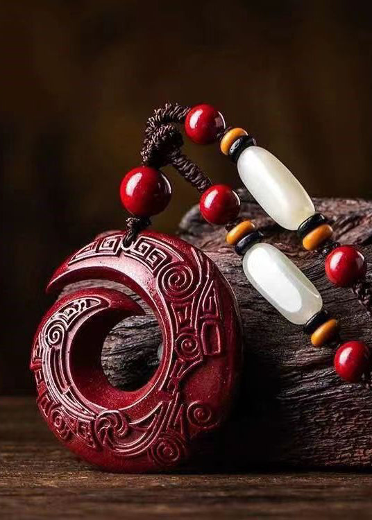 Natural Cinnabar Wealth Attracting Pendant Necklace