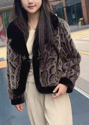 Natural Coffee Notched Patchwork Mink Velvet Coat Winter