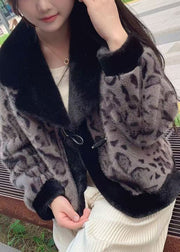 Natural Coffee Notched Patchwork Mink Velvet Coat Spring