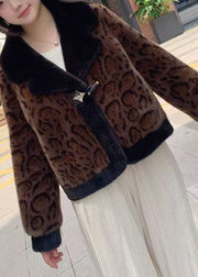 Natural Coffee Notched Patchwork Mink Velvet Coat Winter