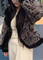 Natural Coffee Notched Patchwork Mink Velvet Coat Spring