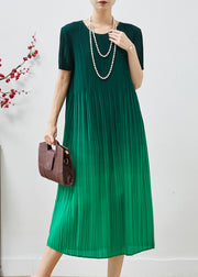 Natural Gradient Green Oversized Chiffon Pleated Dress Summer