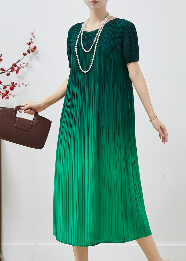 Natural Gradient Green Oversized Chiffon Pleated Dress Summer