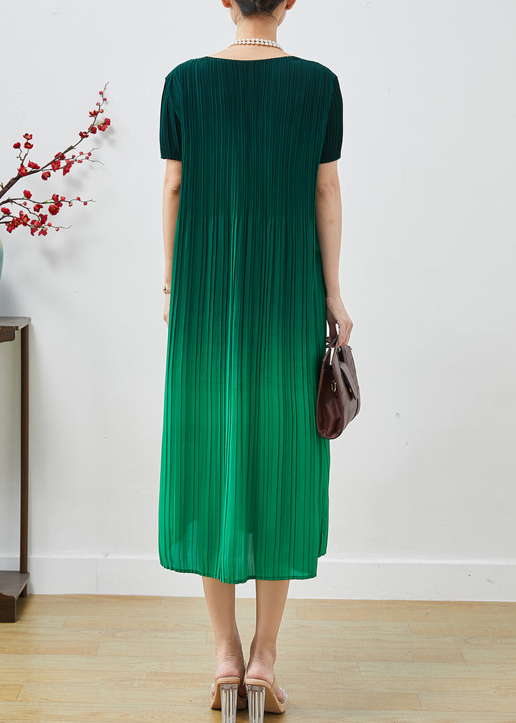 Natural Gradient Green Oversized Chiffon Pleated Dress Summer