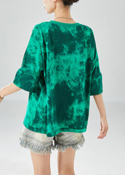 Natural Green Oversized Tie Dye Cotton Beach Vest Summer