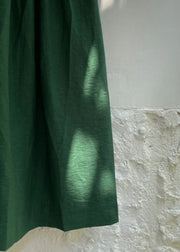 Natural Green Patchwork Solid Maxi Dress Summer