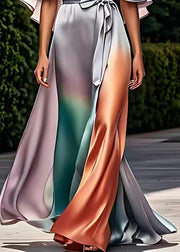 Natural Grey Asymmetrical Slim Silk Long Dresses Summer