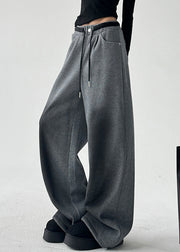 Natural Grey High Waist Patchwork Wide Leg Pants Spring