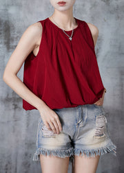 Natural Mulberry O-Neck Cotton Tank Tops Sleeveless