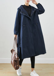 Natural Navy Oversized Pockets Cotton Trench Fall