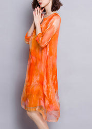 Natural Orange V Neck Tulle Vacation Long Dresses Summer