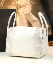 Natural White Alligator Pattern Versatile Satchel Handbag