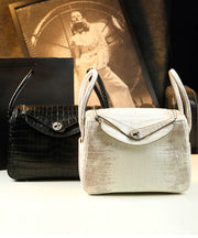 Natural White Alligator Pattern Versatile Satchel Handbag