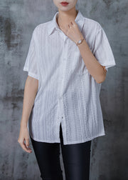 Natural White Embroidered Pocket Cotton Top Summer