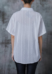 Natural White Embroidered Pocket Cotton Top Summer