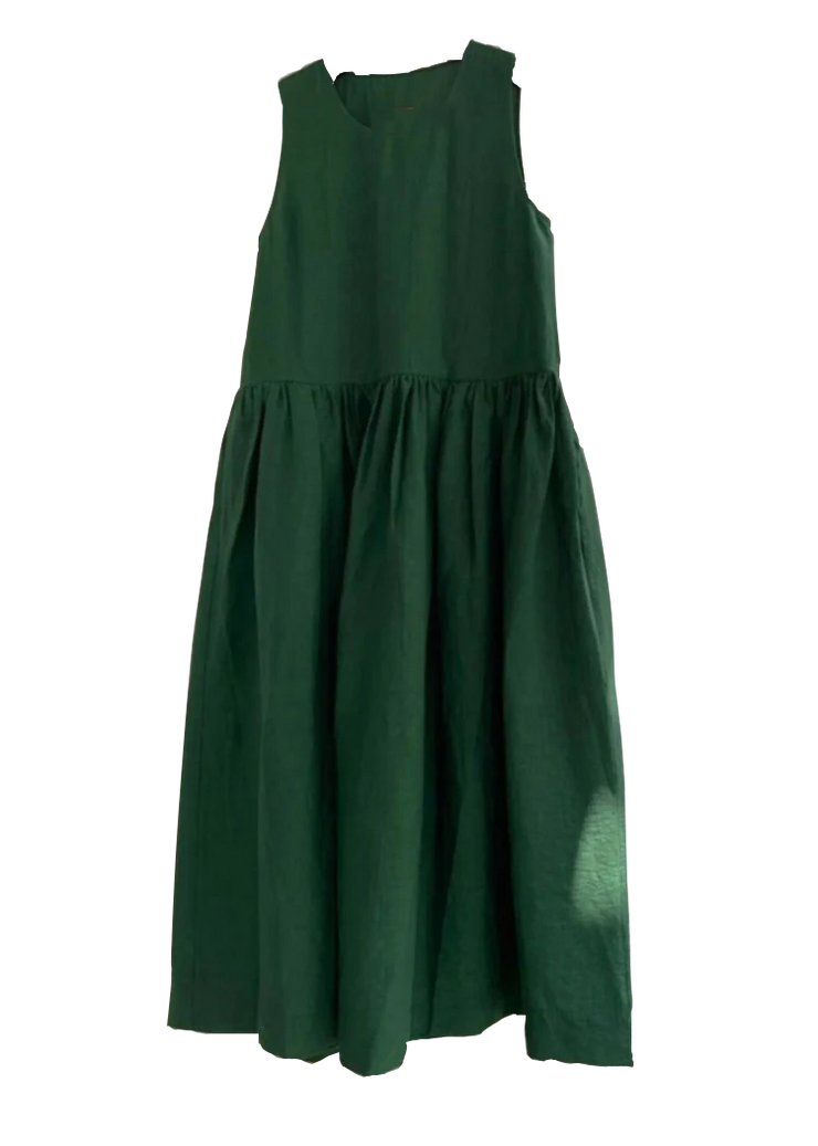 Natural Green Patchwork Solid Maxi Dress Grace