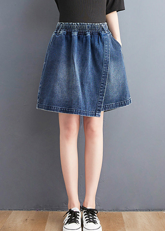 Navy High Waist Wide Leg Jeans Skirt