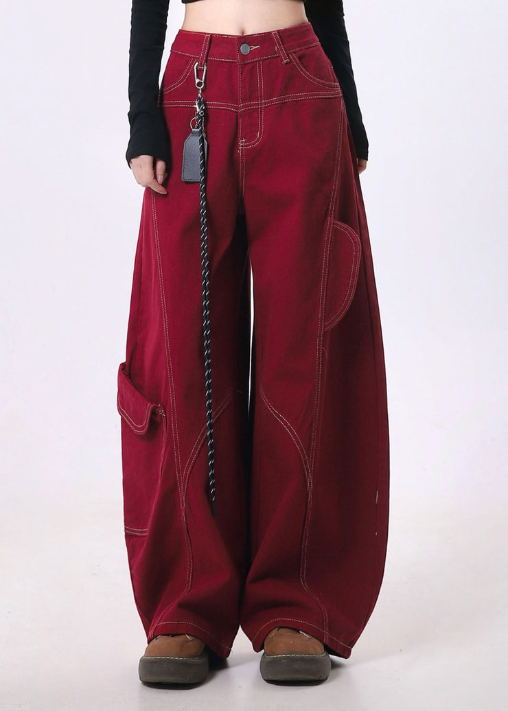 New American Style Street Red Curved Pants Spring